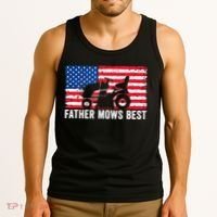 Father Mows Best Lawn Care Dad Mowing Patriotic FatherS Day Tank Top thumb 3