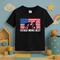 Father Mows Best Lawn Care Dad Mowing Patriotic FatherS Day Toddler T-Shirt thumb 3