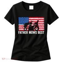 Father Mows Best Lawn Care Dad Mowing Patriotic FatherS Day Women's T-Shirt thumb 0