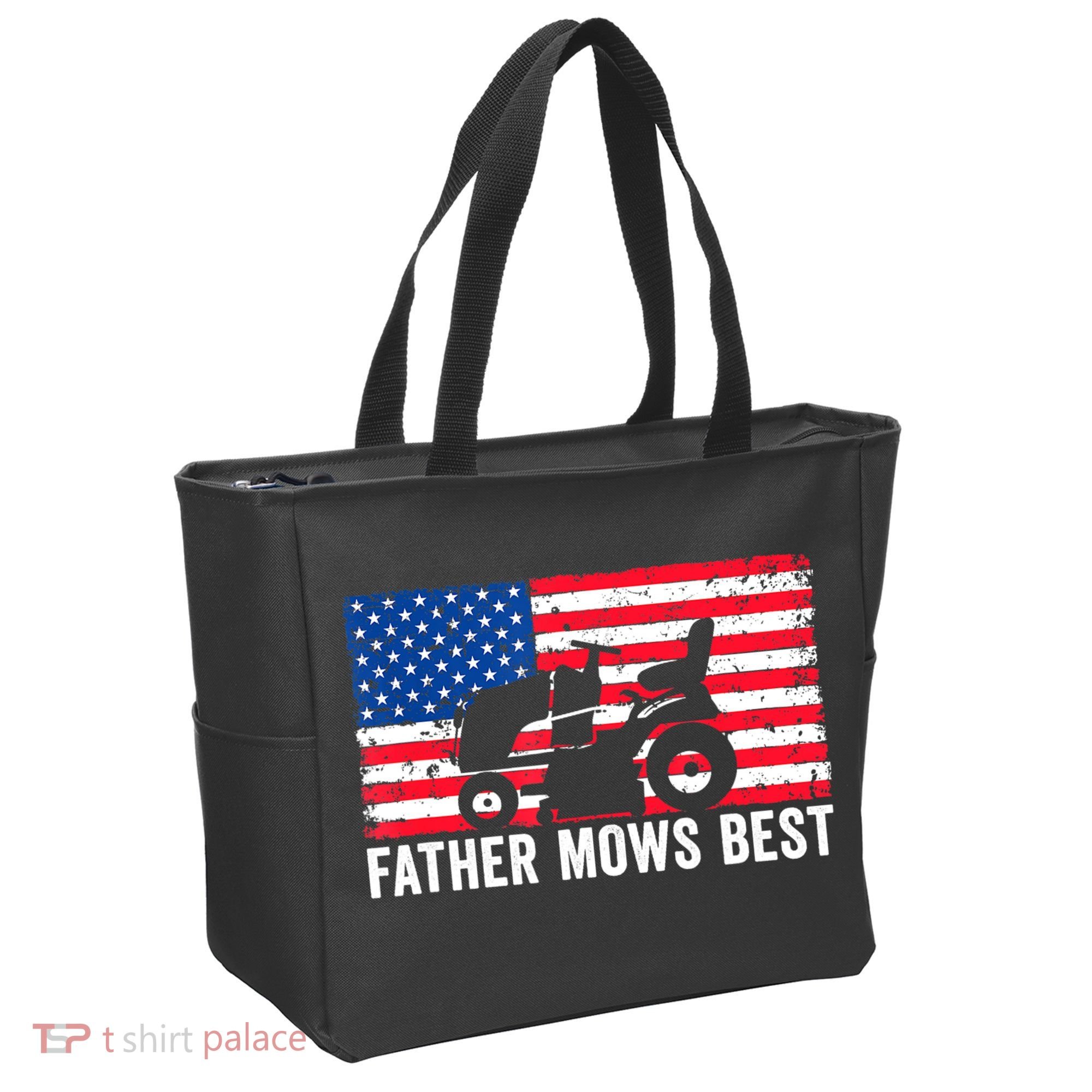 Father Mows Best Lawn Care Dad Mowing Patriotic FatherS Day Tote Bag