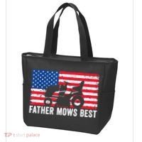 Father Mows Best Lawn Care Dad Mowing Patriotic FatherS Day Tote Bag thumb 3