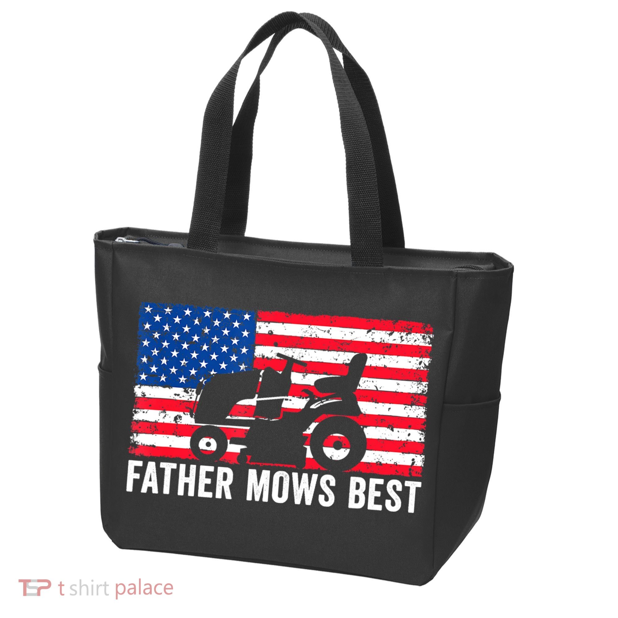 Father Mows Best Lawn Care Dad Mowing Patriotic FatherS Day Tote Bag