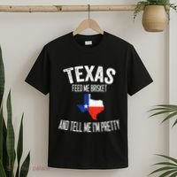 Feed me brisket and tell me I'm pretty Love Texas BBQ T-Shirt thumb 2