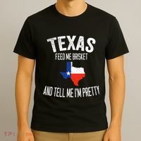 Feed me brisket and tell me I'm pretty Love Texas BBQ T-Shirt thumb 3