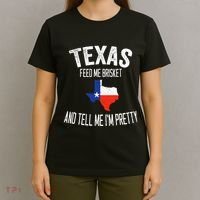 Feed me brisket and tell me I'm pretty Love Texas BBQ T-Shirt thumb 4