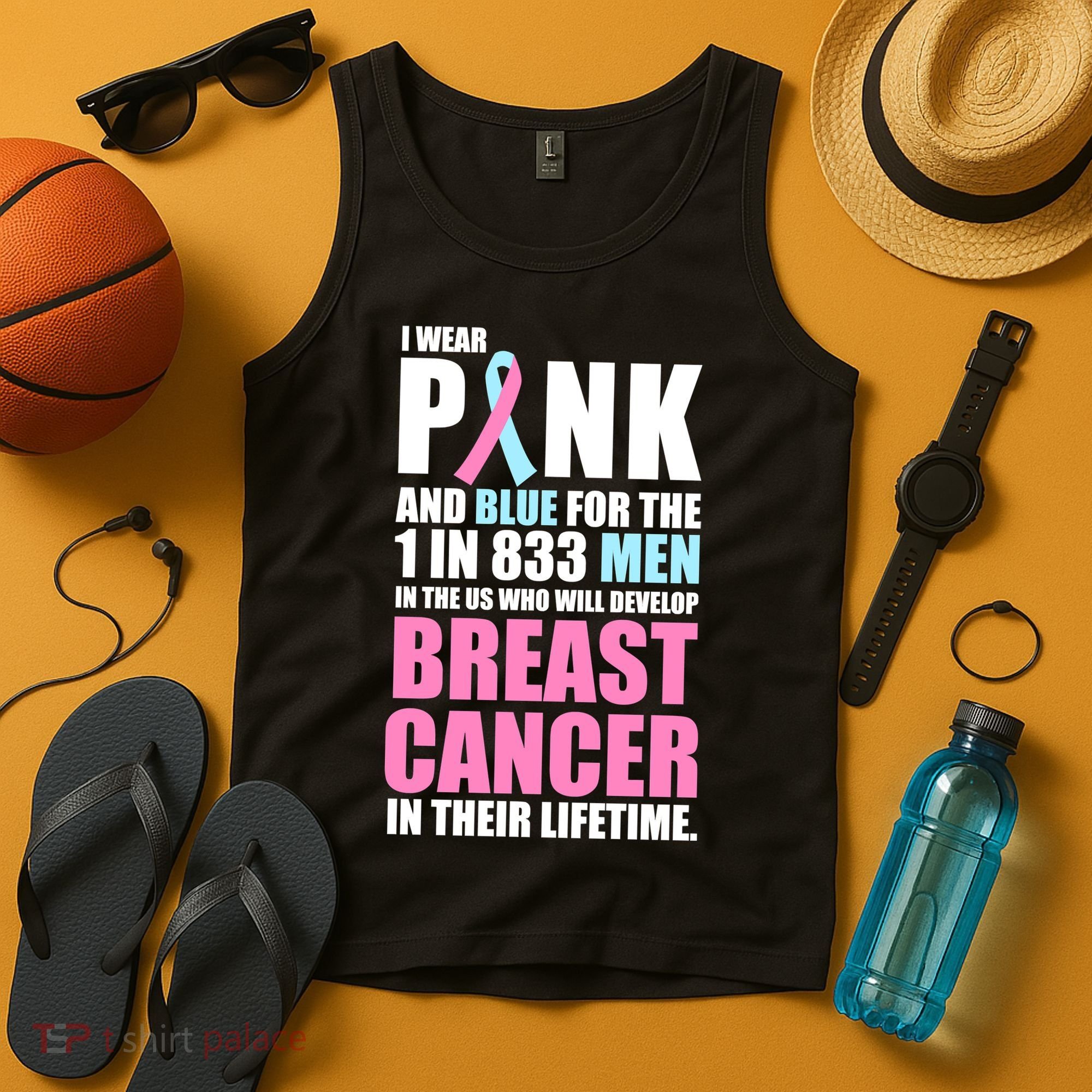 Fundraiser Male Breast Cancer Awareness Tank Top