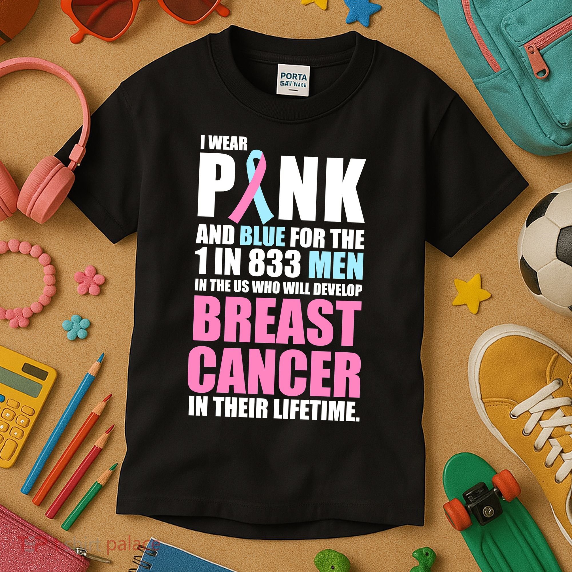 Fundraiser Male Breast Cancer Awareness Kids T-Shirt