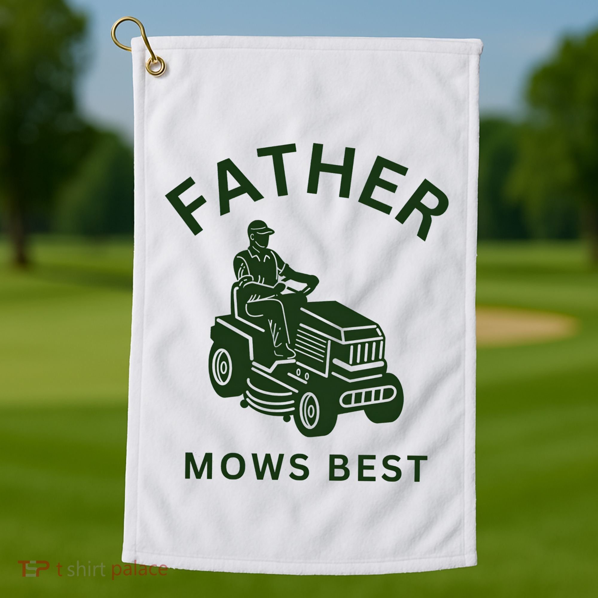 Father Mows Best Family Daddy Dad Golf Towel