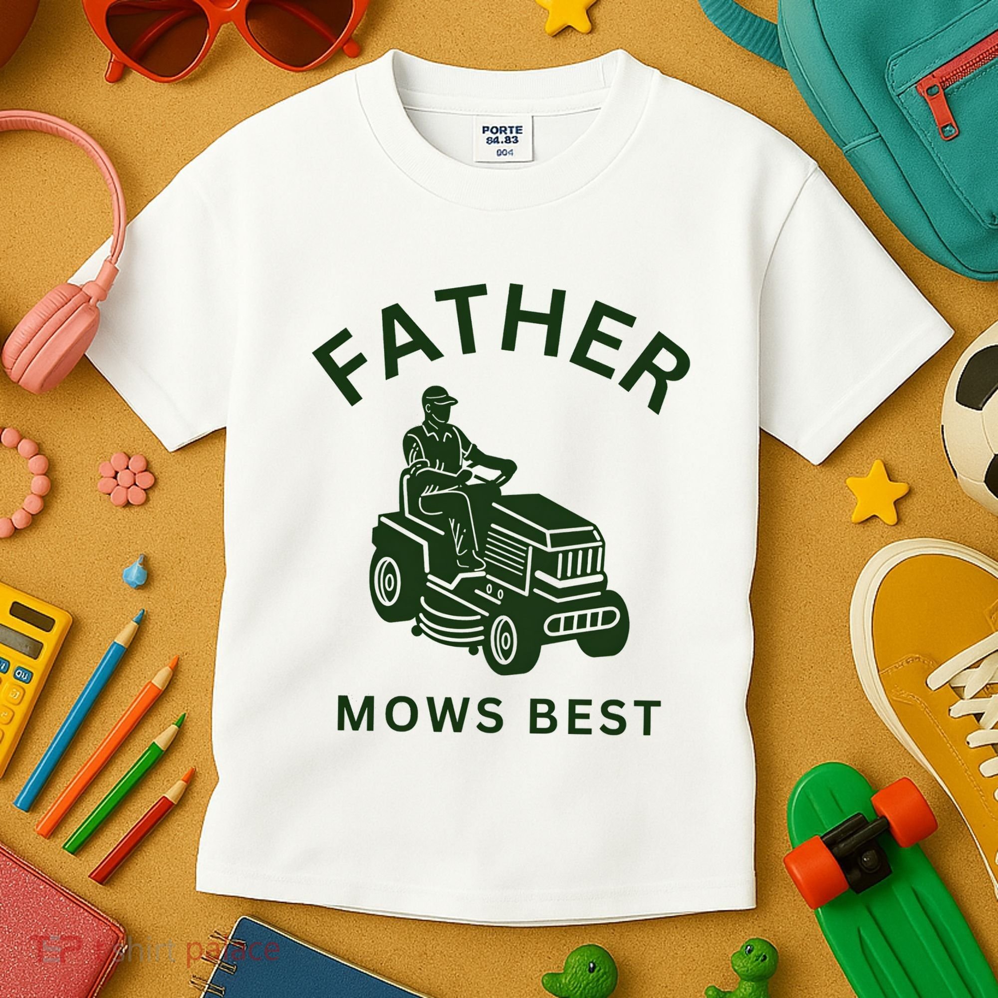 Father Mows Best Family Daddy Dad Kids T-Shirt
