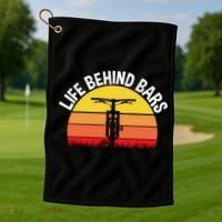 Funny Mountain Bike Bicycle Life Behind Bars Meaningful Gift Golf Towel thumb 1