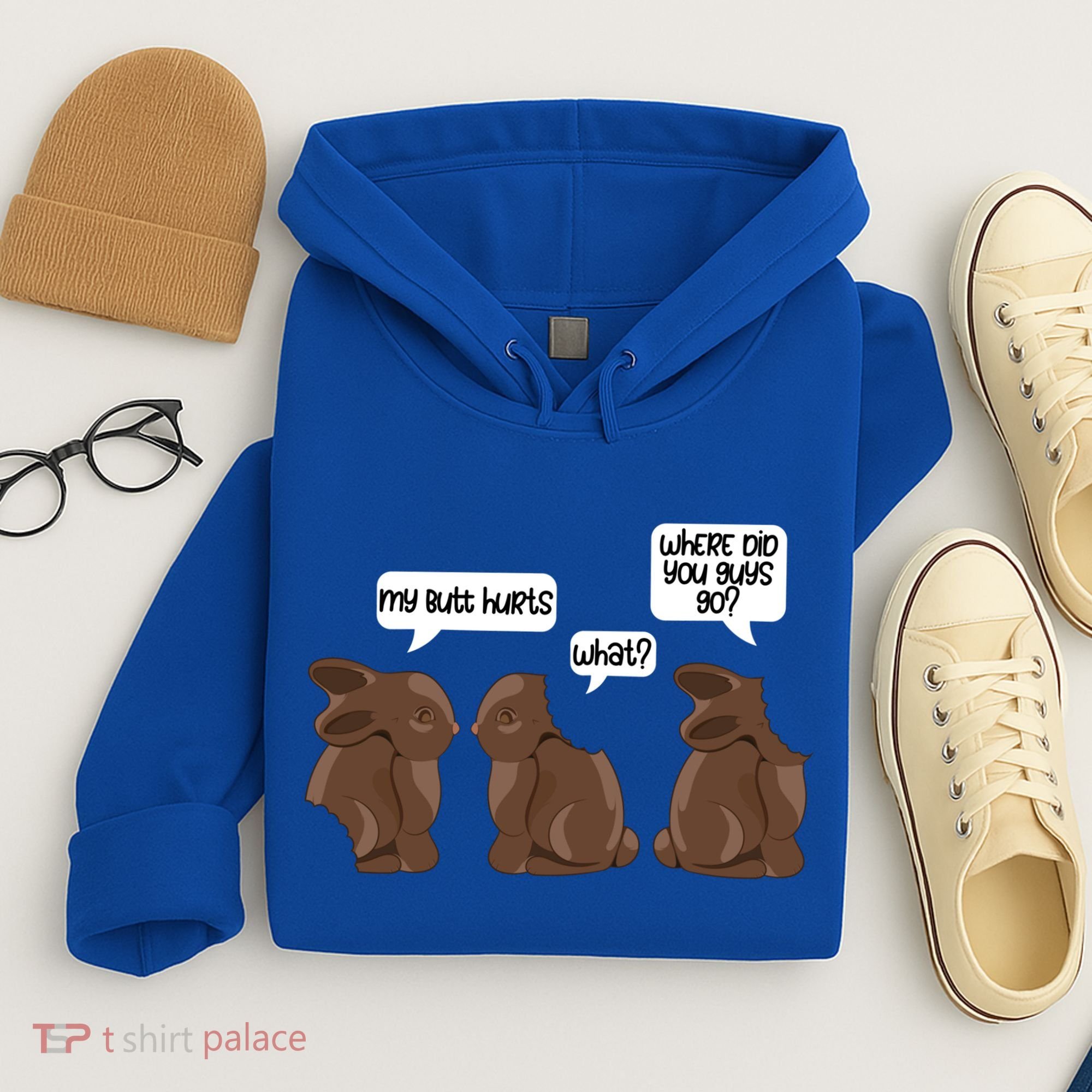 Funny My Butt Hurts Bunny Chocolate Easter Cool Gift Hoodie