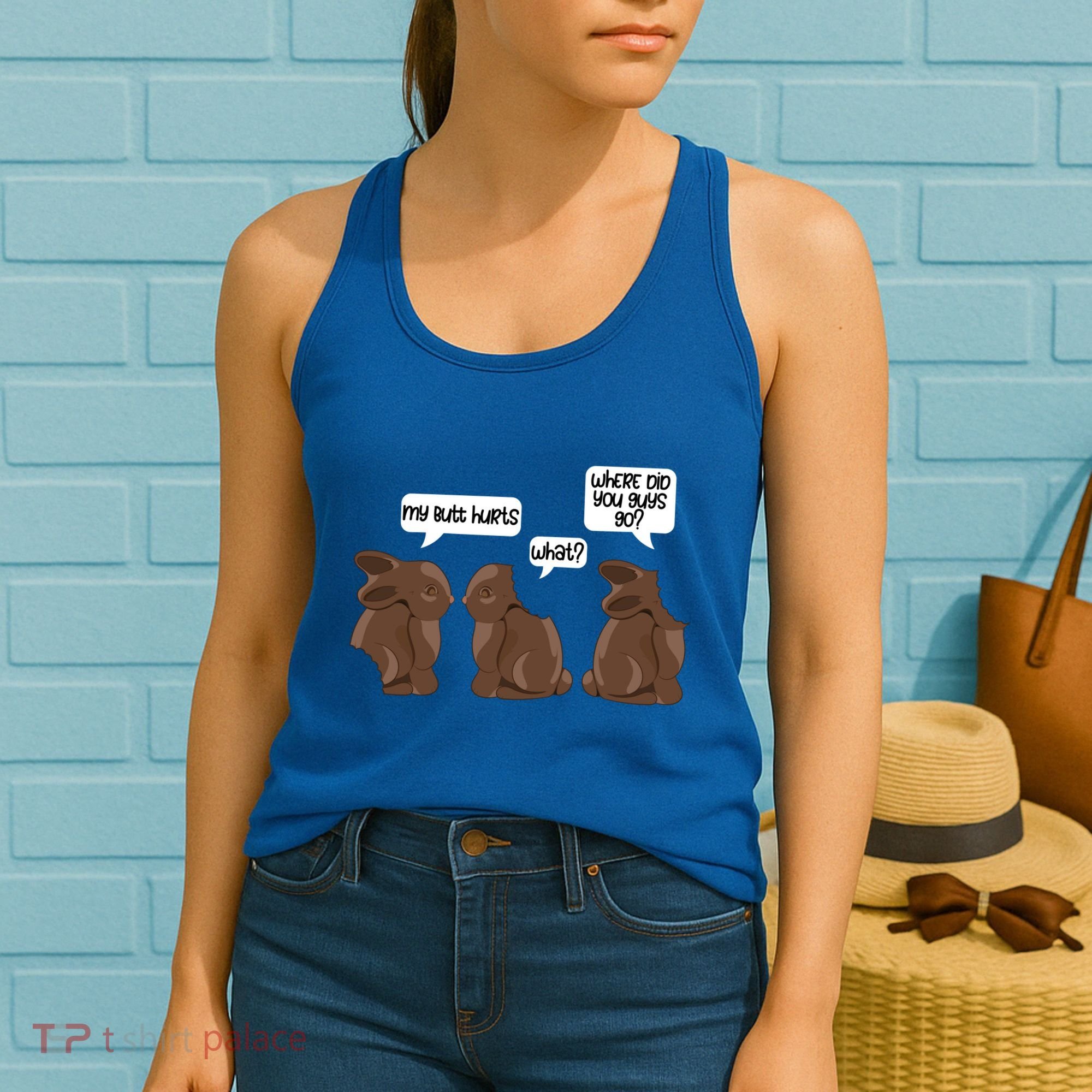 Funny My Butt Hurts Bunny Chocolate Easter Cool Gift Women's Tank Top