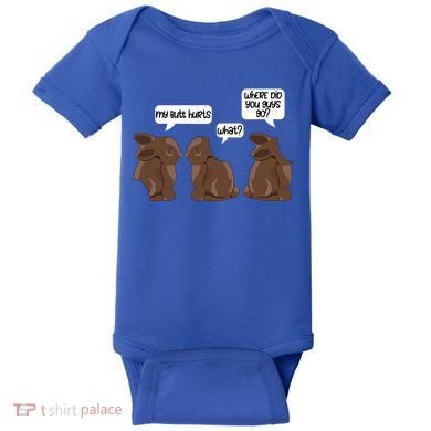 Funny My Butt Hurts Bunny Chocolate Easter Cool Gift Baby Bodysuit