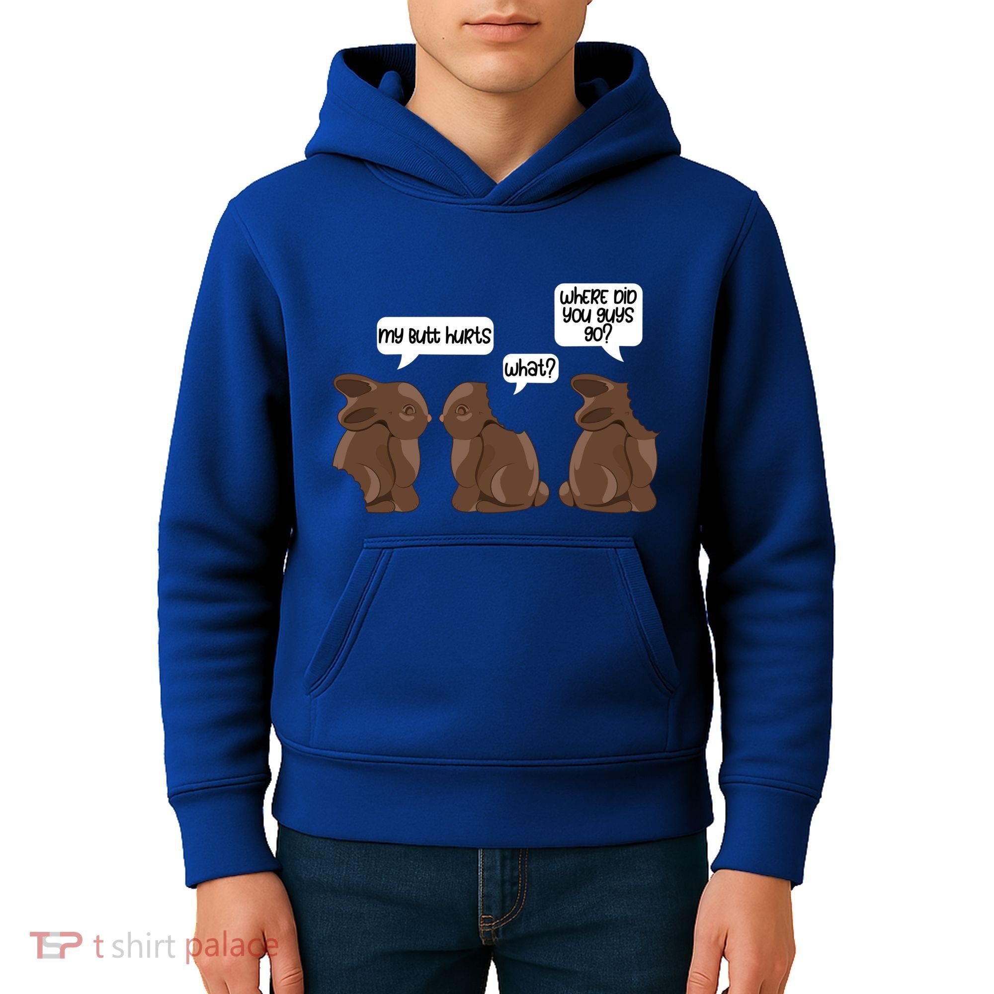 Funny My Butt Hurts Bunny Chocolate Easter Cool Gift Kids Hoodie