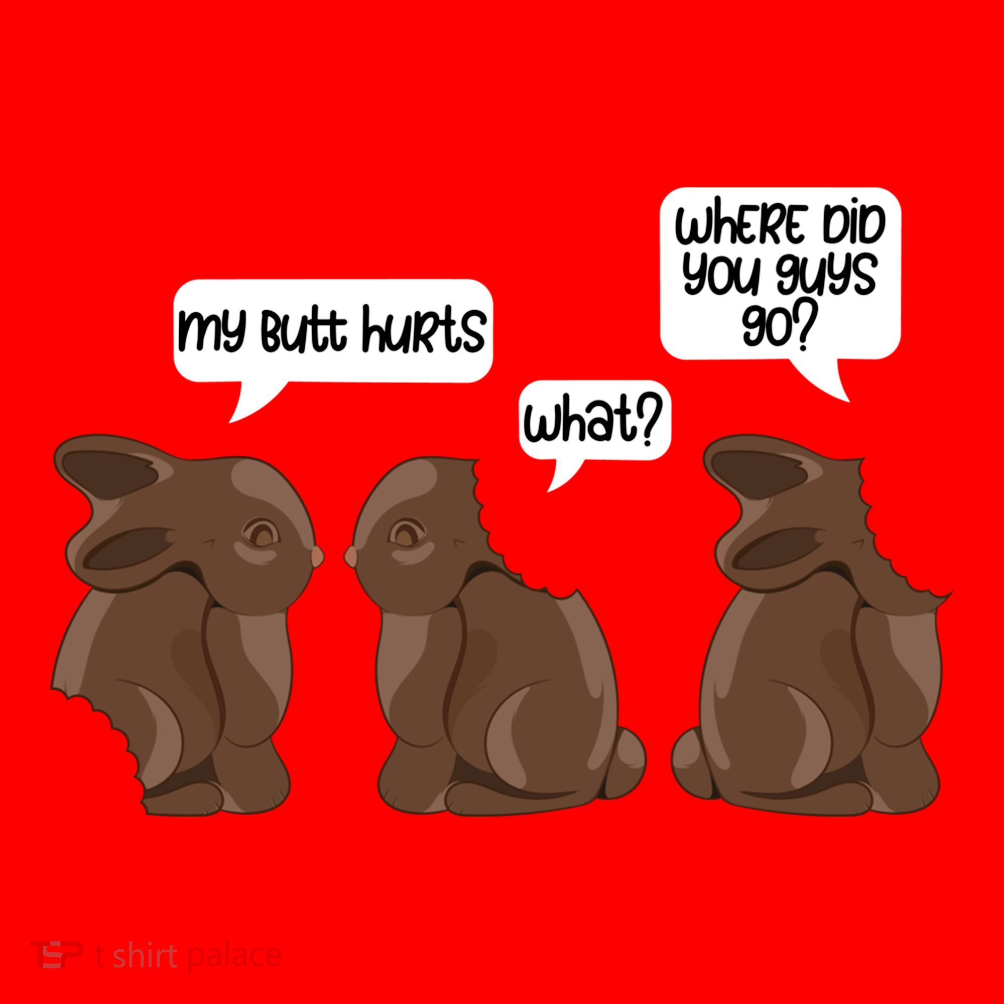 Funny My Butt Hurts Bunny Chocolate Easter Cool Gift Santa Hat