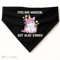 Feeling Magical But Also Stabby Rainbow Unicorn Gift USA-Made Doggie Bandana thumb 0