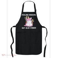 Feeling Magical But Also Stabby Rainbow Unicorn Gift Apron thumb 0