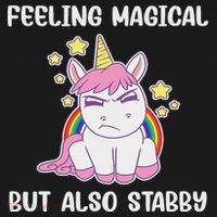 Feeling Magical But Also Stabby Rainbow Unicorn Gift Apron thumb 3