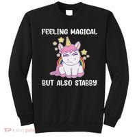 Feeling Magical But Also Stabby Rainbow Unicorn Gift Sweatshirt thumb 0