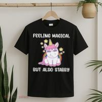 Feeling Magical But Also Stabby Rainbow Unicorn Gift T-Shirt thumb 2