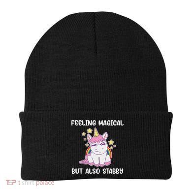 Feeling Magical But Also Stabby Rainbow Unicorn Gift Beanie