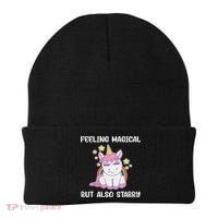 Feeling Magical But Also Stabby Rainbow Unicorn Gift Beanie thumb 0