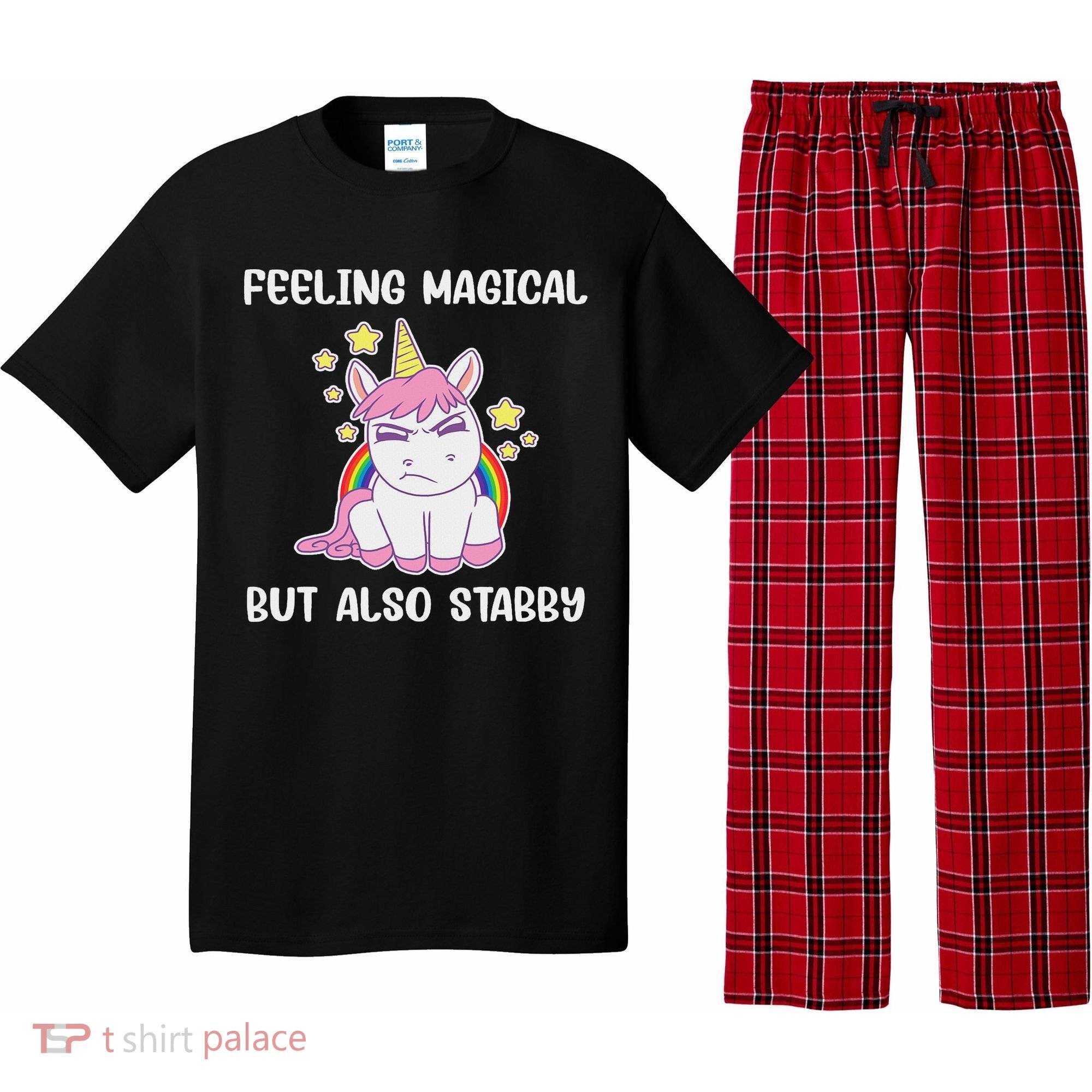 Feeling Magical But Also Stabby Rainbow Unicorn Gift Pajama Set