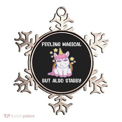 Feeling Magical But Also Stabby Rainbow Unicorn Gift Ornament
