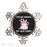Feeling Magical But Also Stabby Rainbow Unicorn Gift Ornament thumb 0