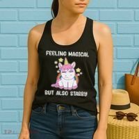 Feeling Magical But Also Stabby Rainbow Unicorn Gift Women's Tank Top thumb 2