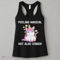 Feeling Magical But Also Stabby Rainbow Unicorn Gift Women's Tank Top thumb 3