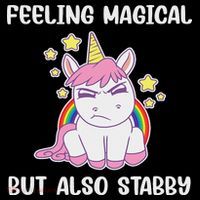 Feeling Magical But Also Stabby Rainbow Unicorn Gift Baby Bodysuit thumb 2