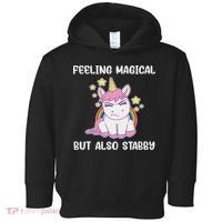 Feeling Magical But Also Stabby Rainbow Unicorn Gift Toddler Hoodie thumb 0