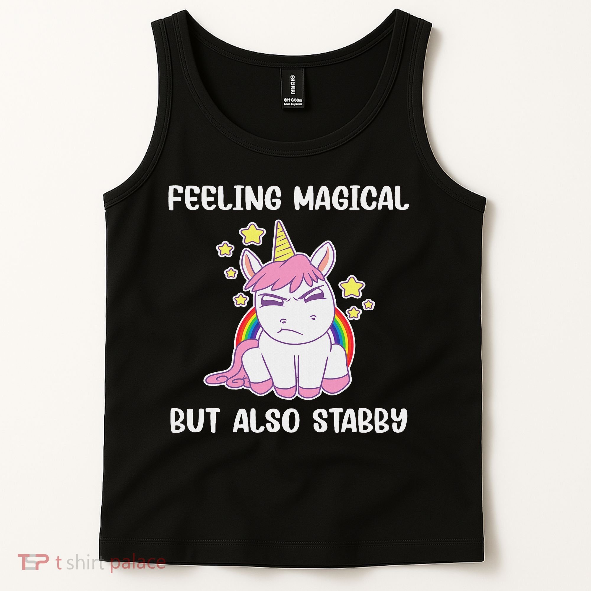 Feeling Magical But Also Stabby Rainbow Unicorn Gift Tank Top