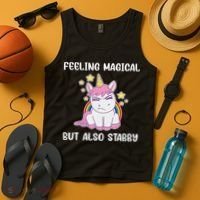 Feeling Magical But Also Stabby Rainbow Unicorn Gift Tank Top thumb 4