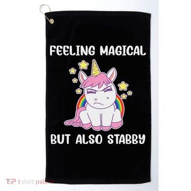 Feeling Magical But Also Stabby Rainbow Unicorn Gift Golf Towel