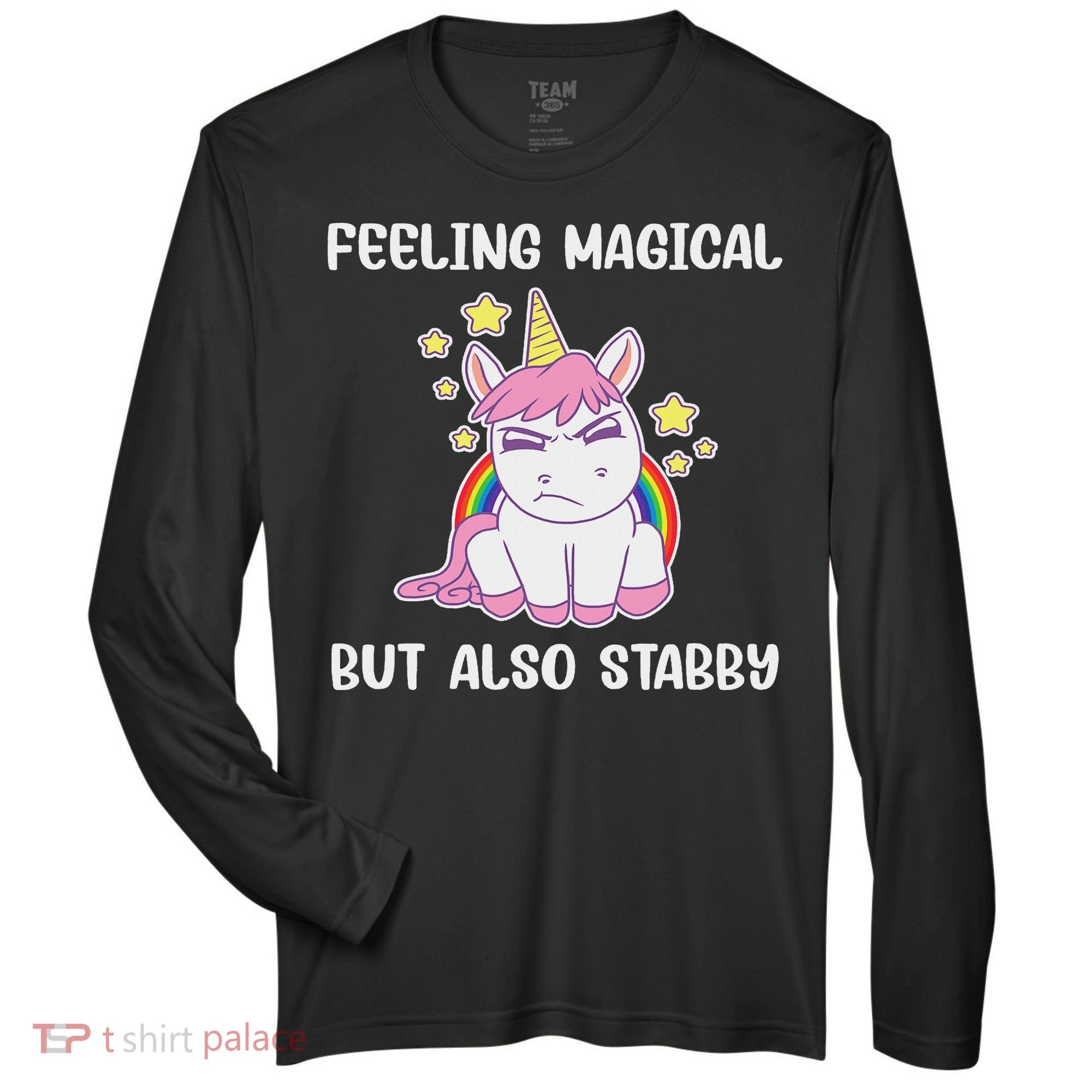 Feeling Magical But Also Stabby Rainbow Unicorn Gift Zone Performance Long-Sleeve T-Shirt