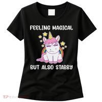 Feeling Magical But Also Stabby Rainbow Unicorn Gift Women's T-Shirt thumb 0