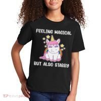 Feeling Magical But Also Stabby Rainbow Unicorn Gift Kids T-Shirt thumb 2