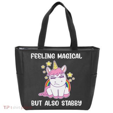 Feeling Magical But Also Stabby Rainbow Unicorn Gift Tote Bag