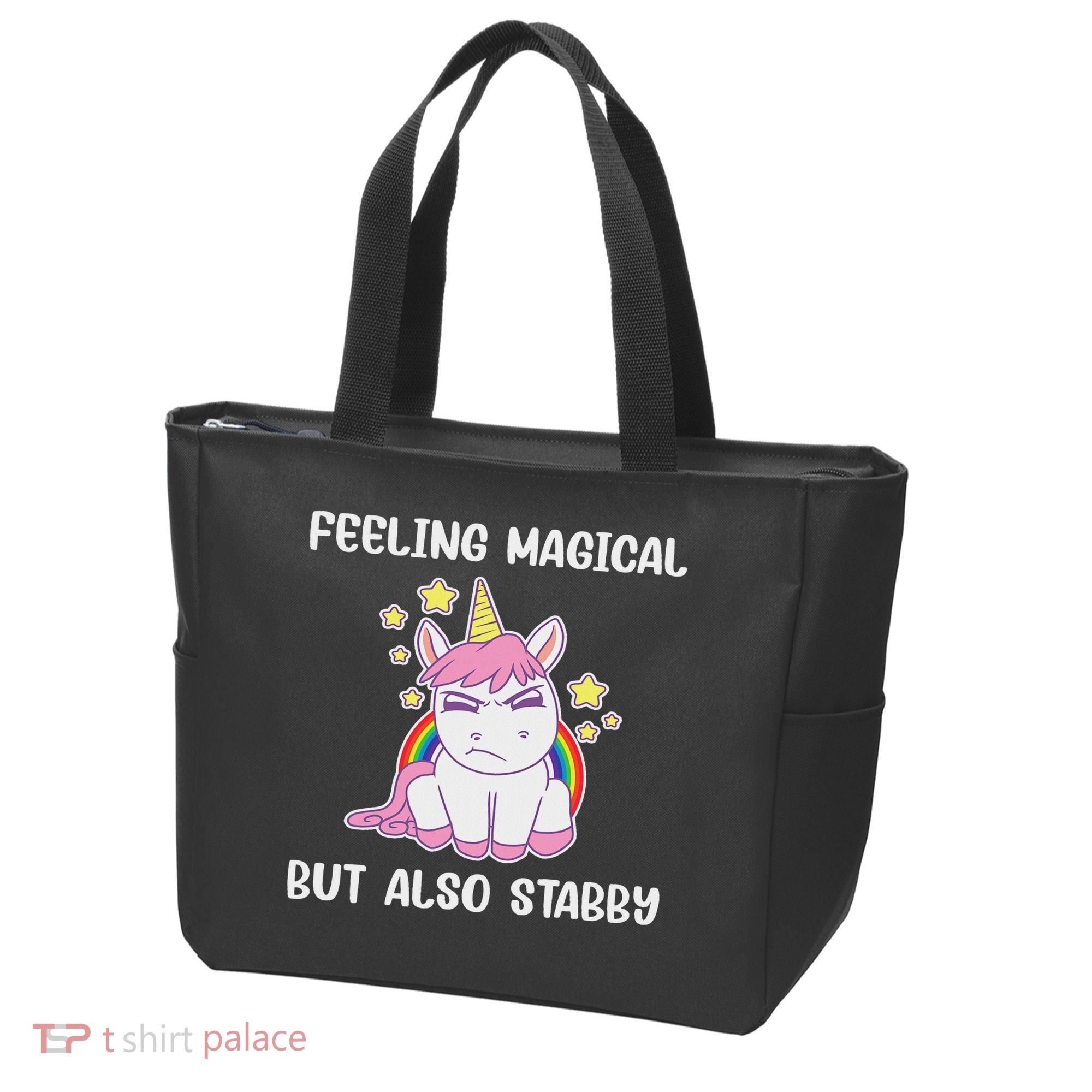 Feeling Magical But Also Stabby Rainbow Unicorn Gift Tote Bag
