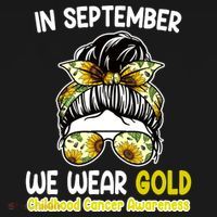Floral Messy Bun In September We Wear Gold Childhood Cancer Women's Tank Top thumb 5