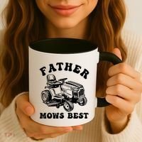 Father Mows Best Lawn Care Dad Mowing Gardener Fathers Day Coffee Mug thumb 3