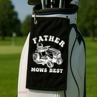 Father Mows Best Lawn Care Dad Mowing Gardener Fathers Day Golf Towel thumb 2