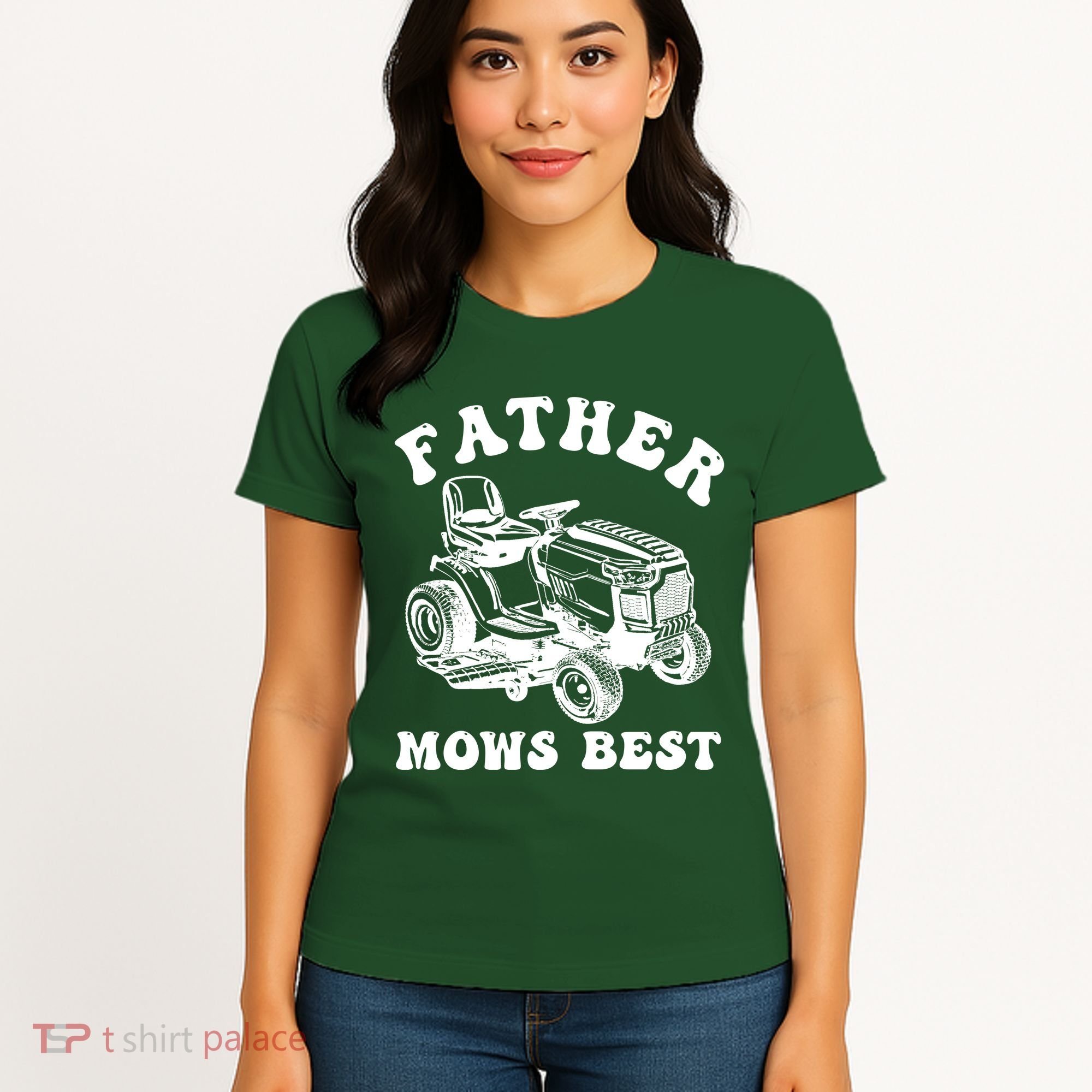 Father Mows Best Lawn Care Dad Mowing Gardener Fathers Day Women's T-Shirt