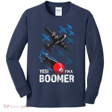 Funny Military Bomber Design For Boomers Kids Long Sleeve Shirt