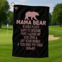 Funny Mama Bear Rawr Golf Towel thumb 1