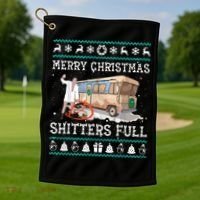 Funny Merry Christmas Shitters Full Sweater Ugly Golf Towel thumb 1
