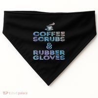Funny Medical Cute Gift: Coffee Scrubs And Rubber Gloves USA-Made Doggie Bandana thumb 0
