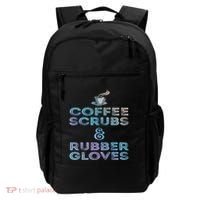 Funny Medical Cute Gift: Coffee Scrubs And Rubber Gloves Backpack thumb 0